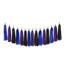 Aimto Dark Blue Dark Purple and Black Tassel Garland Banner Paper Tassels for Video Game Birthday Party Decorations,Pack of 15