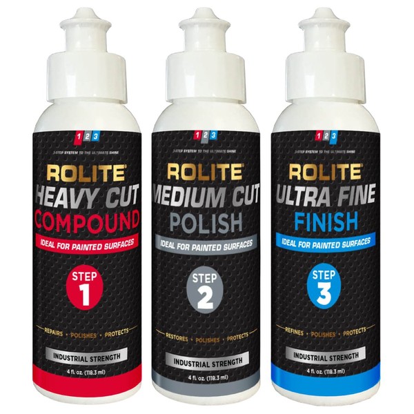 Rolite - RHCMCUF4zCP 's 3 Step System to The Ultimate Shine (4 fl. oz.) with Heavy Cut Compound, Medium Cut Polish and Ultra Fine Finish Combo Pack