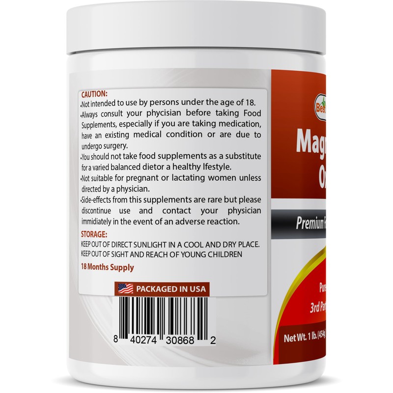 Best Naturals Pure Magnesium Oxide Powder 1 Pound