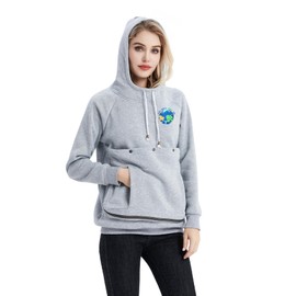 LINYUCHEN Cat Dog Carrier Hoodies – Puppy Kitten Carrying Sweatshirt Large Pet Pocket Pullover Top – Unisex Kangaroo Hoodies Grey