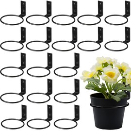 Eccliy 20 Pcs Flower Pot Holder Ring Wall Mounted Plant Wall Hanger Rings Metal Planter Hooks Hangers Bracket for Balcony Home Garden Yard, Black(4 Inch)