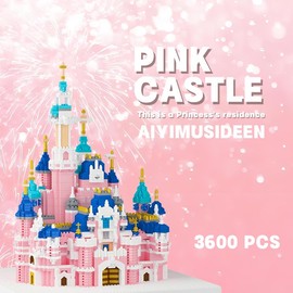 AIYIMUSIDEEN Pink Castle Building Blocks Set Perfect for Girls Age 8-12 Includes Building Blocks Sets Architecture, Home Alone Building Blocks Set, Building Blocks Architecture Sets(3600PCS)