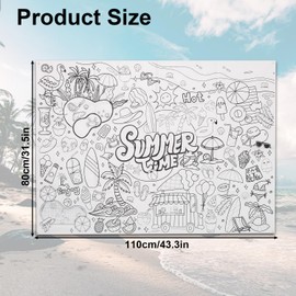 Hawaiianisches Malposter, 110x80cm Riesige Sommerzeit Mal Tischdecke Jumbo DIY Blanko Papierbanner Großes Wandkunst für Kinder Bastelspiele Partydekorationen Klassenzimmer Aktivitäten Zubehör