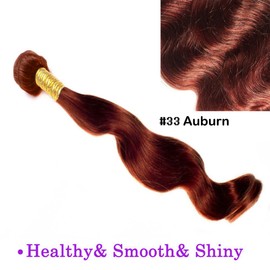 6A Body Wave Bundle, 100% Indian Human Hair Weave Weft, Beautiful Vibrant Auburn, 16 Inch