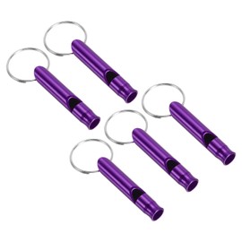 PATIKIL Emergency Whistle, 5 Pack Loud Sound Aluminum Keychain Whistles Outdoor Safety Survival Whistle for Boating Camping Hiking, Purple