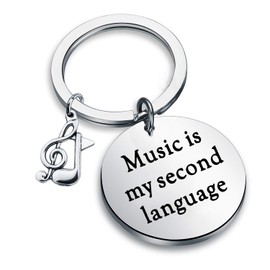 CENWA Music Lover Gift Musician Jewelry Music Is My Second Language Music Note Keychain Gift for Music Teachers Artists and Musicians Music Enthusiast Solo Artist Gift (Music is my second language K)