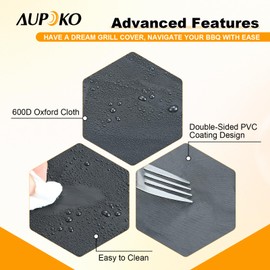 Aupoko Grill Cover Compatible with Weber 22 Inch - 600D BBQ Cover Waterproof Grill Smoker Protective Cover Replacement for Weber Performer Premium/Deluxe 22" Charcoal Grill