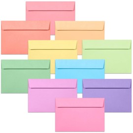 A4 Envelopes, 100-Pack Colored Envelopes 4x6, Envelopes for Invitations, Pastel Colored Envelopes, A4, 4 1/4 x 6 1/4 Inches, 10 Pastel Colors