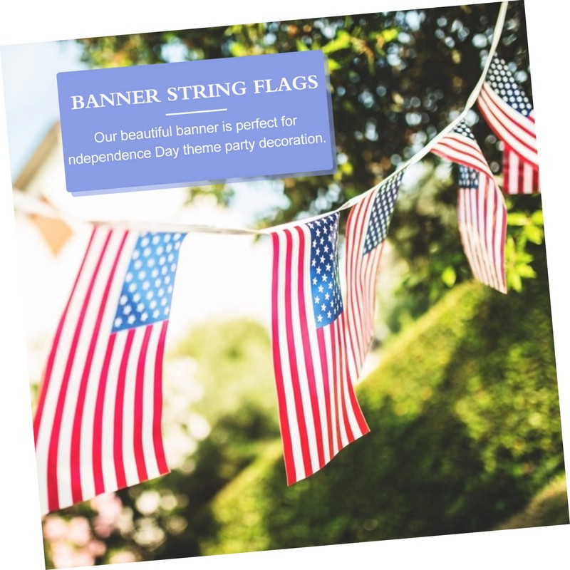 WHAMVOX 1 String American Flag Bunting Decoration Sturdy Independence Day