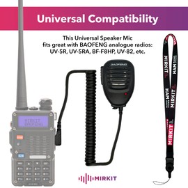 MIRKIT 2pcs Baofeng Mic for Two Way Radio Most Wanted Among Baofeng Accessories, Radio Shoulder Mic with Reinforced Cable, Noise Reduction, Spring Clip, Edition USA Warranty