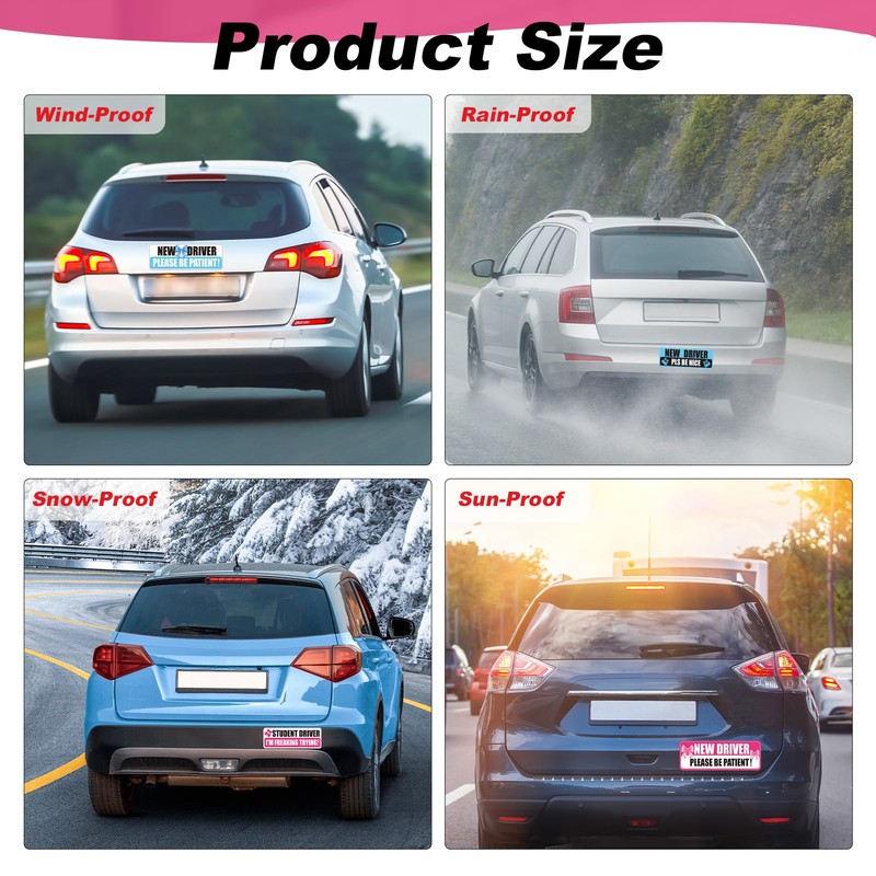 Student Driver Sticker Magnet for Car - Cosmisun 4 Pcs