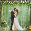20x10ft Green Tulle Backdrop Curtain with Lights String for Parites,