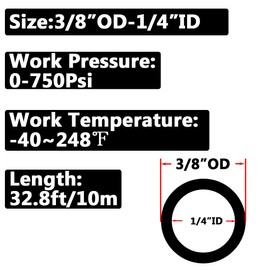 Qolekog Air Line 3/8" Tube OD Pneumatic Nylon Tube SAE J844 Airline For Air Brake Tubing or Fluid Transfer (Black 32.8Ft)