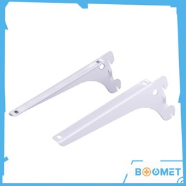 BOOMET Shelf Brackets Right and Left White 18 cm 4 Pieces Each 2 Colours 4 Sizes Angle Support 1 Row Shelf Support Steel Powder Coated Easy Assembly