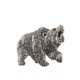 Creative Pewter Designs Grizzly Bear Pin, Handmade in USA, Large Brooch - Pewter, Magnet