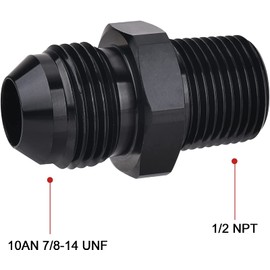 SYKRSS Straight 10AN Male Flare to 1/2" NPT Pipe Adapter Fitting Aluminum
