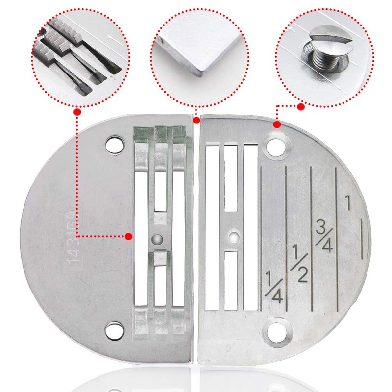 Needle Plate & Feeder Set for Industrial Single Needle Sewing