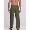 Puimentiua Mens Linen Pants Elastic Waist Drawstring Loose Fit Casual