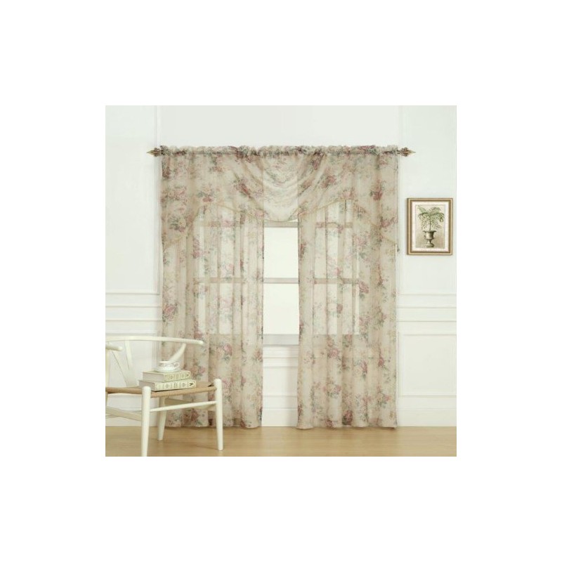 Laura Ashley Stowe Sheer Curtain with Rod Pocket, Panel Measures