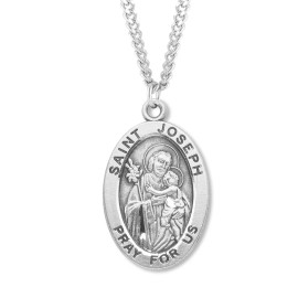 Everlasting Light Jewelry 925 Sterling Silver Saint St. Joseph Pendant Medal Necklace With Chain