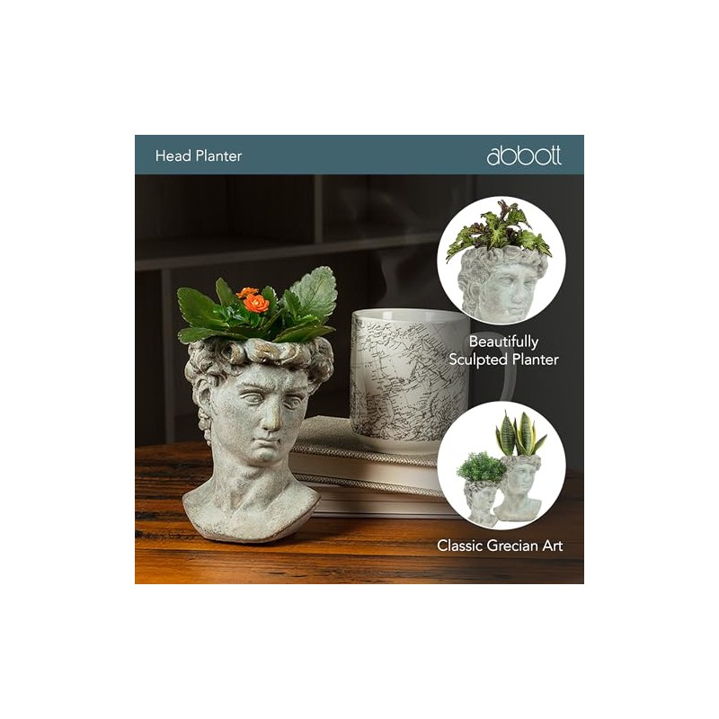 Abbott Collection Extra Small Male Head Planter-6" H