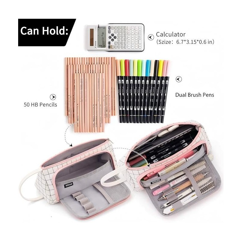 EASTHILL Large Capacity Colored Canvas Storage Pouch Marker Pen Pencil