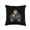 Ski Gorilla With Beer | Apres Ski Comic Throw Pillow