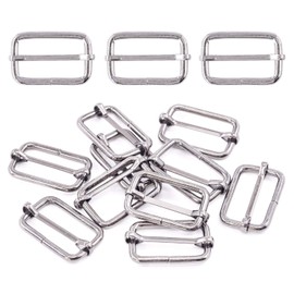 Swpeet 60Pcs 5/4 Inch - 32mm Sliver Metal Rings Metal Rectangle Adjuster Triglides Slides Buckle, Roller Pin Buckles Slider Strap Adjuster Keychains for Belt Bags DIY Accessories (Sliver, 5/4 Inch)