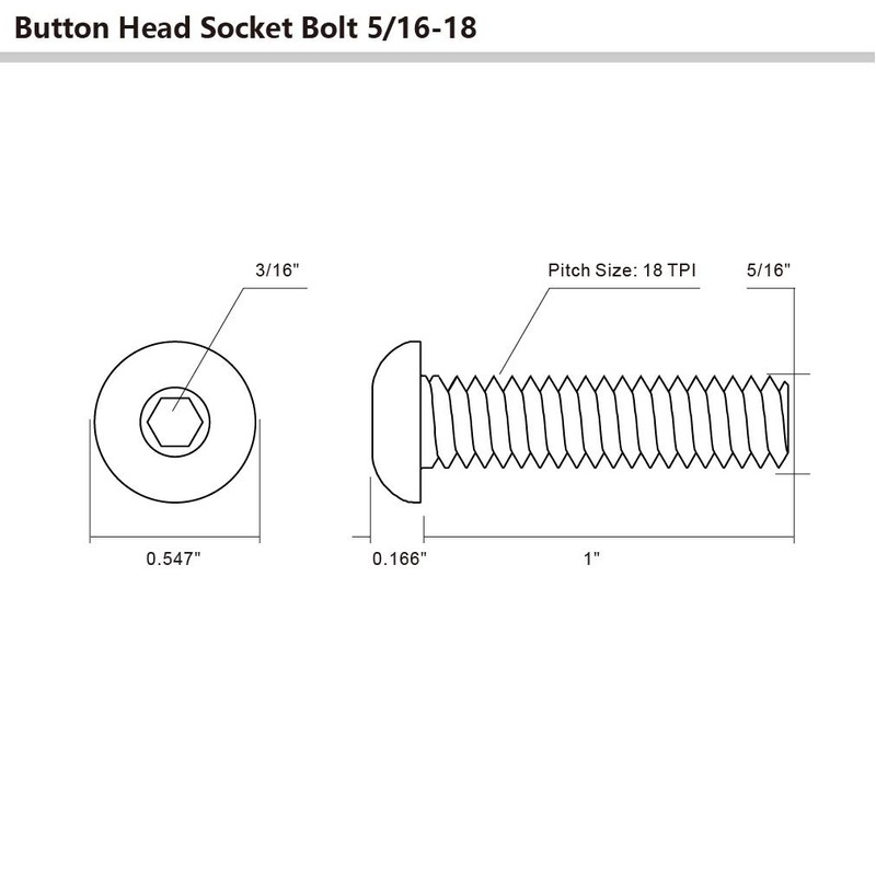 5/16-18 x 1" Button Head Socket Cap Screws, Alloy Steel