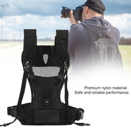 PUSOKEI Camera Strap Accessory for Two Cameras - Dual Shoulder Nylon Strap - Dual Camera Strap Multi Carrier Chest Strap Vest - Multi Camera Equipment for DSLR/SLR Strap