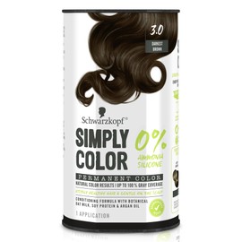 Schwarzkopf Schwarzkopf Simply Color Hair Color 3.0 Darkest Brown, 1 Application - Permanent Hair Dye for Healthy Looking Hair without Ammonia or Silicone, Dermatologist Tested, No PPD & PTD