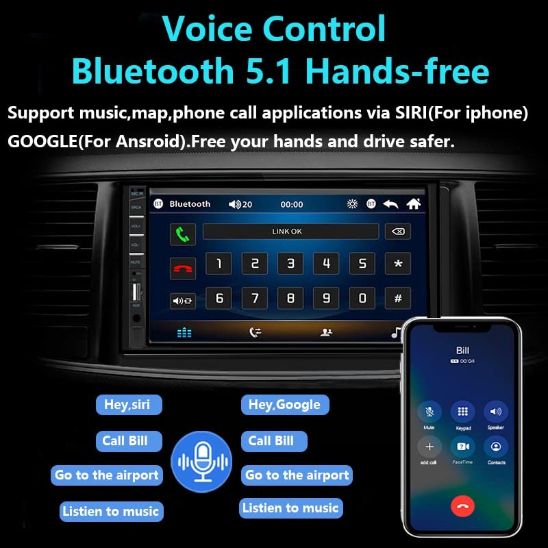 Naifay Car Stereo Double Din Radio with Bluetooth, Car Radio