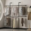 Smlttel Industrial Pipe Clothing Rack Wall Mount, Black Pipe Clothes