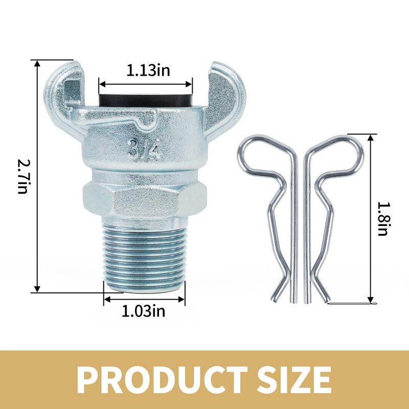 ChillWaves Iron Air Hose Fitting, 3/4" NPT Male 2 Lug