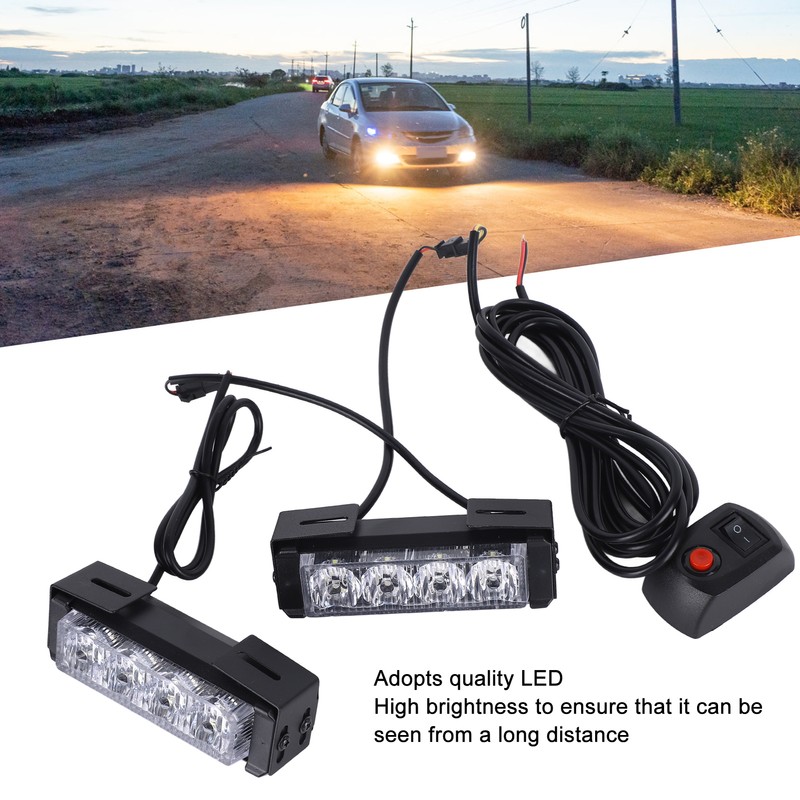 24W 12V 8LED Strobe Lights Bar High Brightness Warning Caution