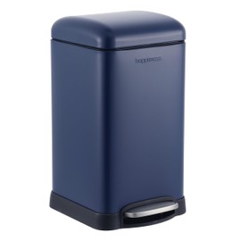 happimess HPM1012F Betty Retro Mini 3.2-Gallon Step-Open Trash Can, Fingerprint Resistant, Modern, Minimalistic for Home, Kitchen, Laundry Room, Office, Bedroom, Bathroom, Denim Blue