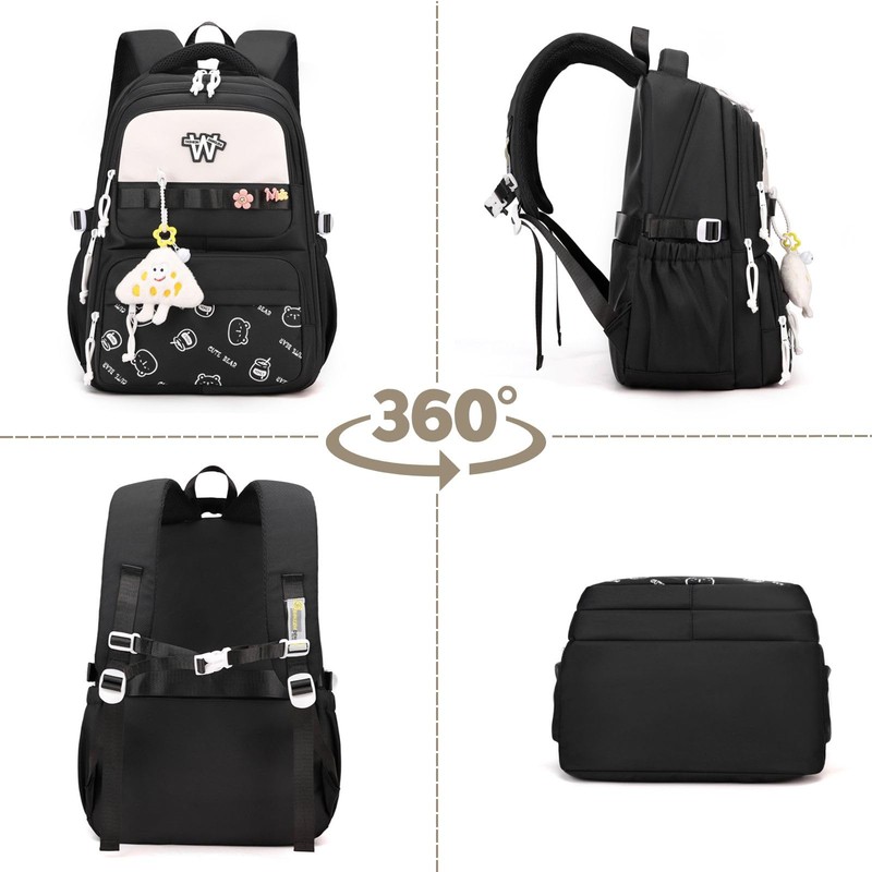 Waniki School Backpack Girls School Bag Boys Teenagers Waterproof Nylon