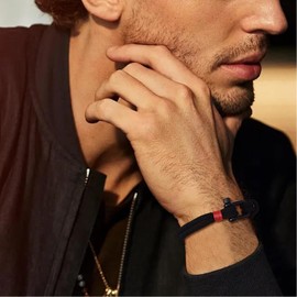 Lantine 19Cm Horseshoe Charm Braided Rope Bracelet for Men Friends Double Layers Nautical Manila Wrap Bangle