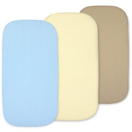 Baby Bassinet Sheet Set for Boy and Girl, 3 Pack, Universal Fitted for Oval, Hourglass & Rectangle Bassinet Mattress, Fitted Sheets Size 32 x 16 x 4 Inches