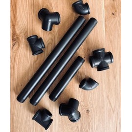 Malleable Cast Iron End Cap DIY Fitting for Furniture Clothes Rail Industrial Design 3/4 Inch Water Pipe Black Wardrobe