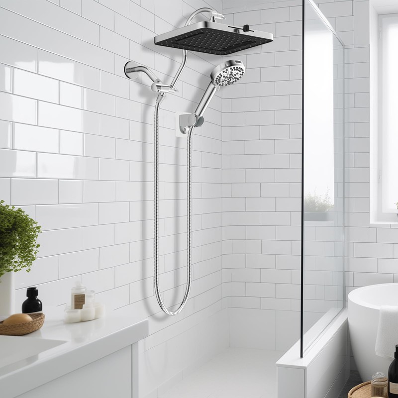Hibbent Upgraded 5-spray 13'' Shower Head, High Pressure Rainfall Shower
