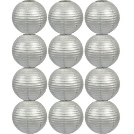 Tmade 12 PCS 6" Silver Paper Lanterns for Birthday Baby Shower Wedding Party Garden Home Decoration