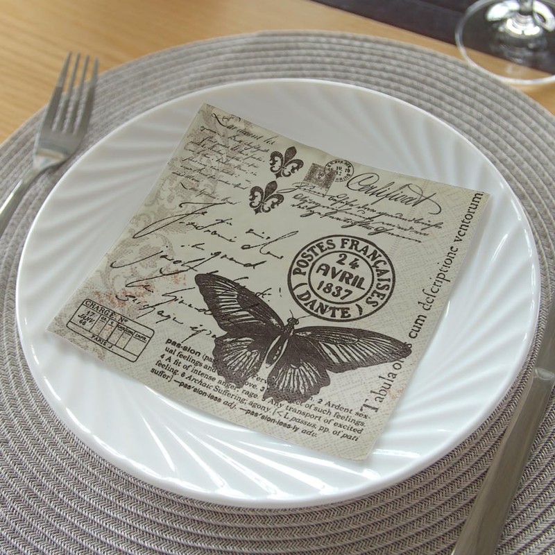 20 Serviettes Butter-Fly-Mail - Butterfly Post/Vintage 33 x 33 cm