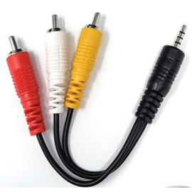 DRUT 25cm short 3.5mm 4 Pole Jack Plug to 3 x RCA Phono Composite Audio Video AV AUX Lead Cable 0.8ft