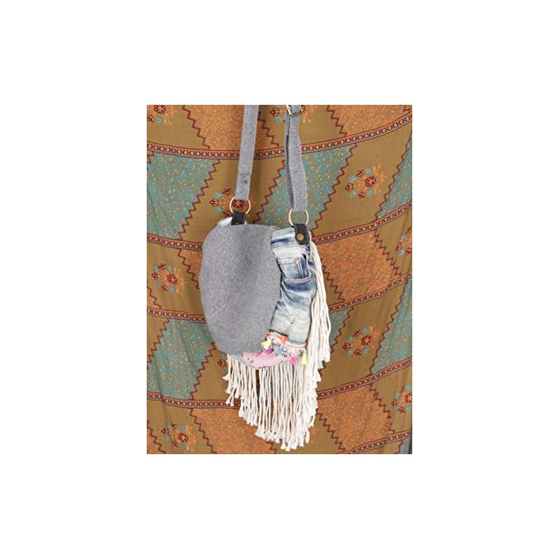 GURU SHOP Boho Shoulder Bag, Hippie Bag with Fringes, Model