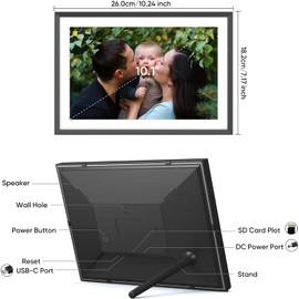 10.1 Inch Digital Picture Frame, Smart WiFi,1280x800 IPS LCD Touch Screen, Auto-Rotate Portrait & Landscape, Built in 32GB Memory, Share Moments via Frame App from Anywhere,Support iOS & Android