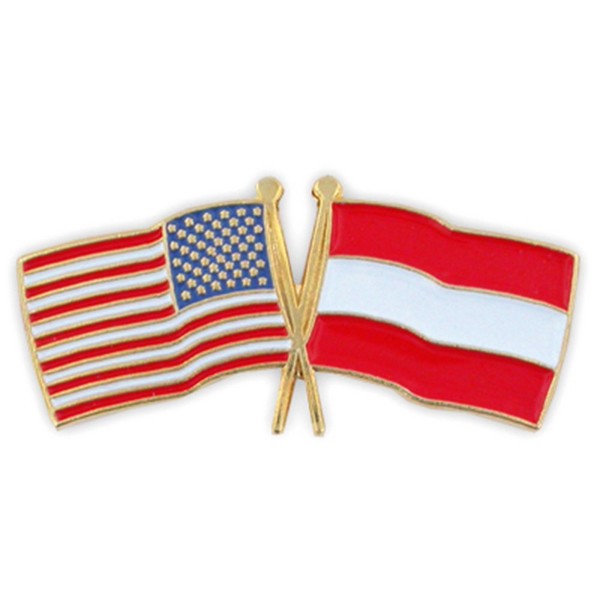 PinMart‘s USA and Austria Crossed Friendship Flag Enamel Lapel Pin