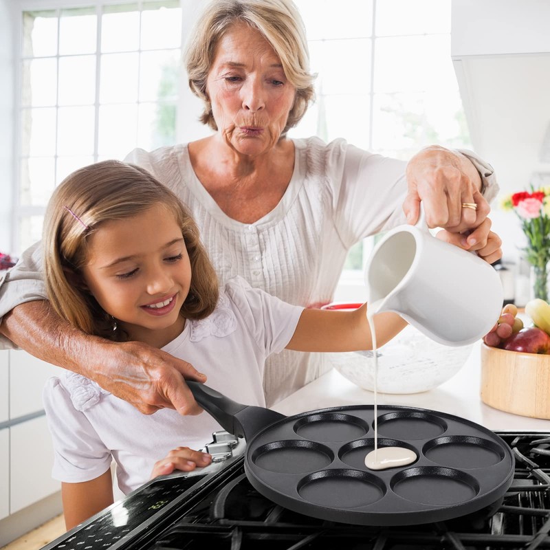 KRETAELY Nonstick Pancake Pan Pancake Griddle with 7-Mold Design Mini