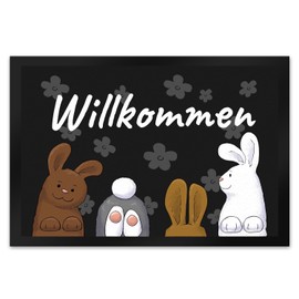 speecheese Welcome Door Mat XL 40 x 60 cm with Funny Rabbit Motif for the Entrance as Decoration for Spring or to Welcome Guests on Easter Sunday