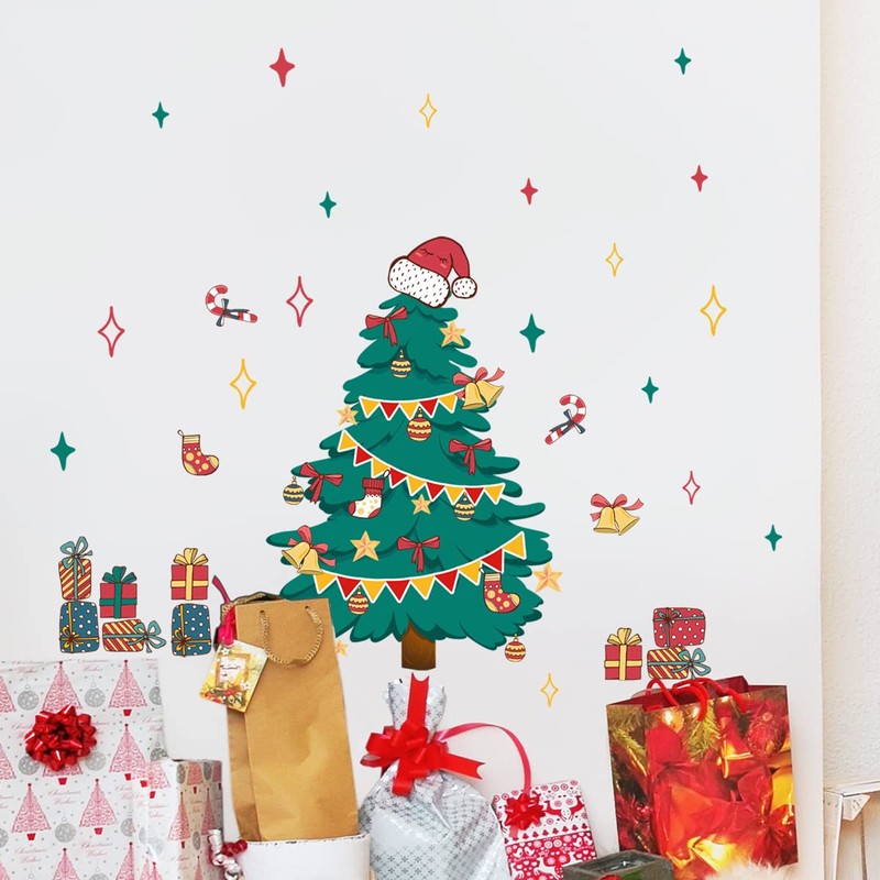 Condessacity Christmas Tree Wall Sticker Window Decor Window Treatment Christmas